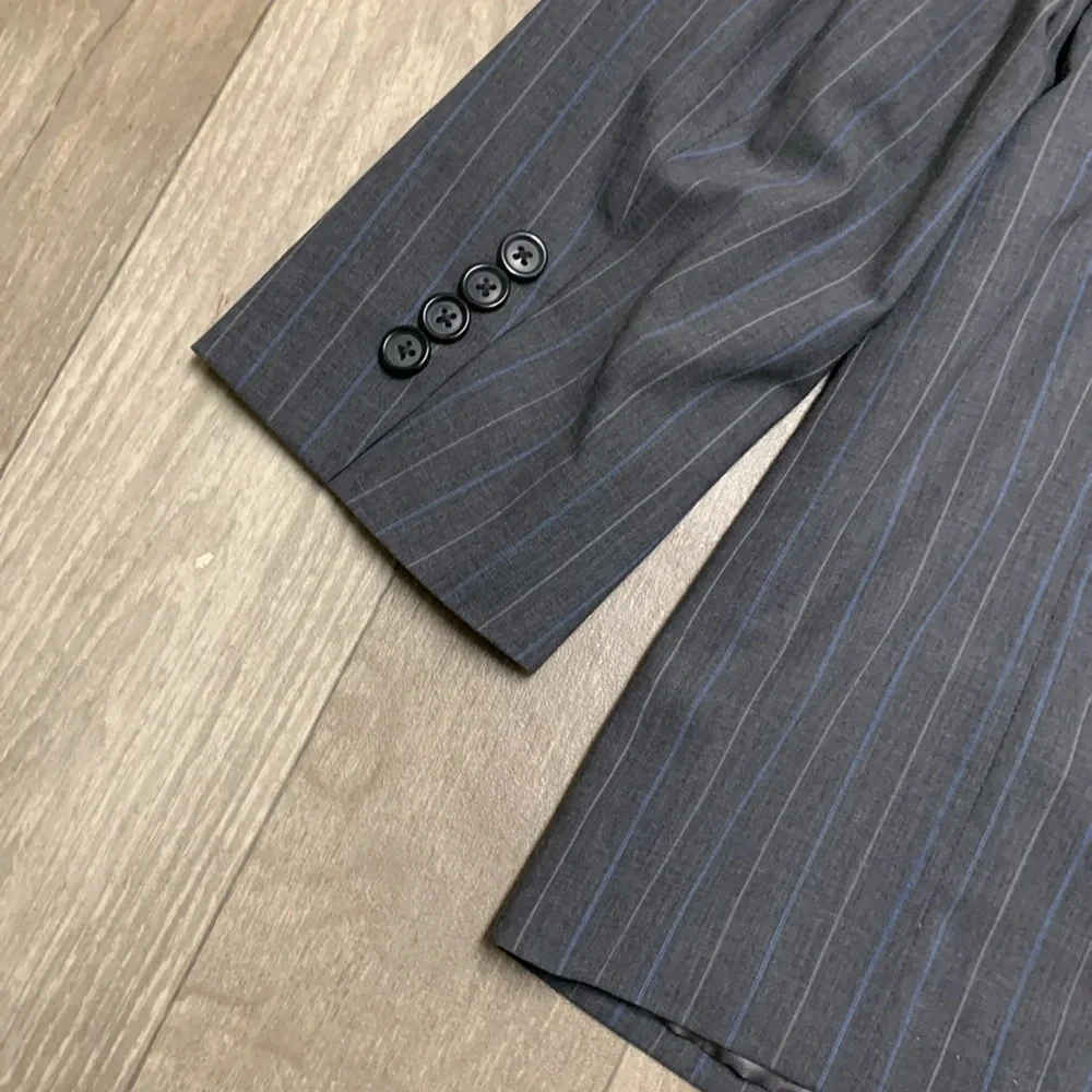 Mens Brooks Brothers Cool Fitzgerald Wool Blend 2 Button Pin Stripe Black Jacket